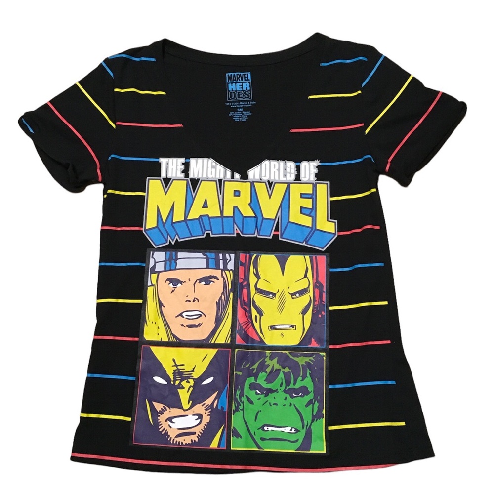 Marvel Heroes Marvel Character Short Sleeve T Shirt Black Size S